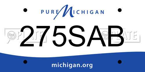 275SAB Michigan License Plate