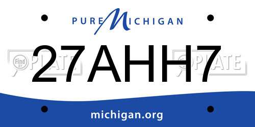 27AHH7 Michigan License Plate