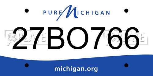 27BO766 Michigan License Plate