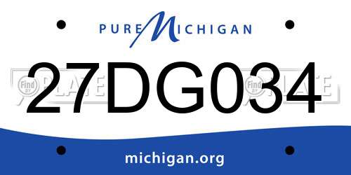 27DG034 Michigan License Plate