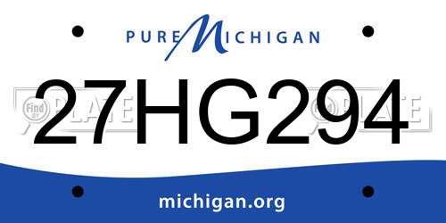 27HG294 Michigan License Plate