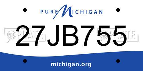 27JB755 Michigan License Plate