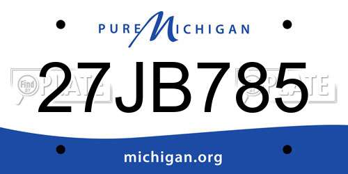 27JB785 Michigan License Plate
