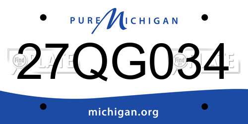 27QG034 Michigan License Plate