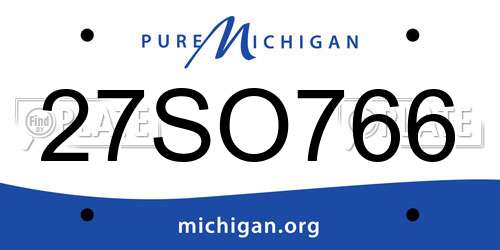 27SO766 Michigan License Plate