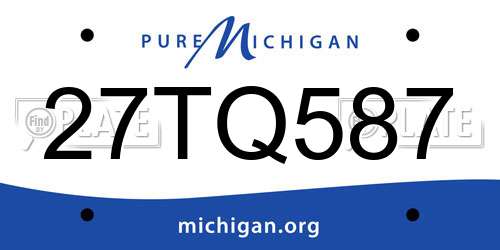 27TQ587 Michigan License Plate