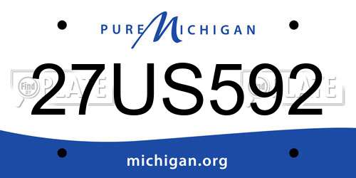 27US592 Michigan License Plate
