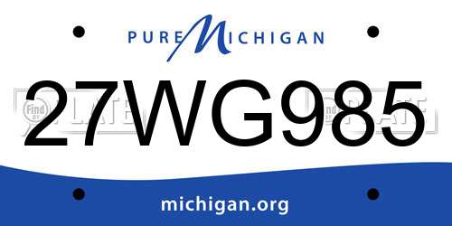 27WG985 Michigan License Plate