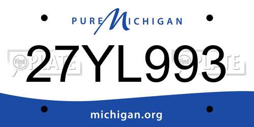 27YL993 Michigan License Plate