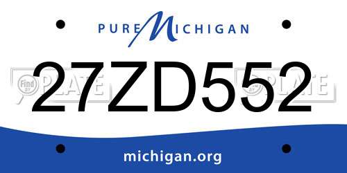 27ZD552 Michigan License Plate