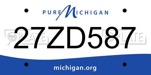 27ZD587 Michigan License Plate