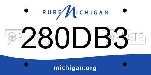 280DB3 Michigan License Plate
