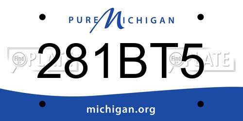 281BT5 Michigan License Plate