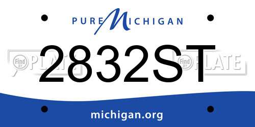 2832ST Michigan License Plate