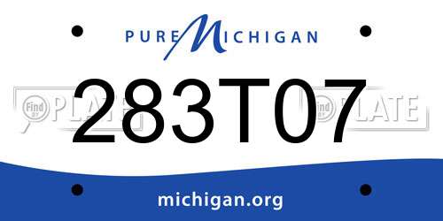283T07 Michigan License Plate