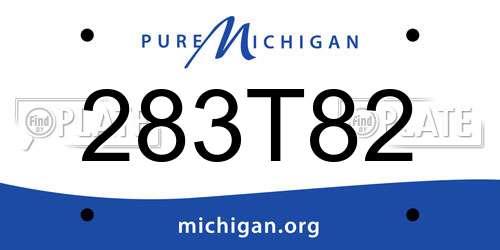 283T82 Michigan License Plate