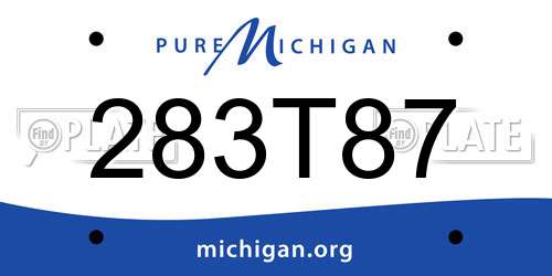 283T87 Michigan License Plate