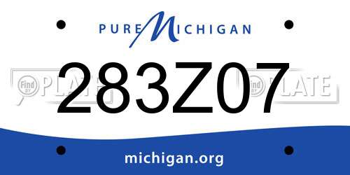 283Z07 Michigan License Plate