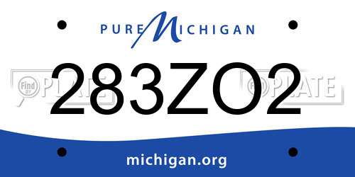 283ZO2 Michigan License Plate