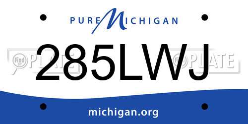 285LWJ Michigan License Plate