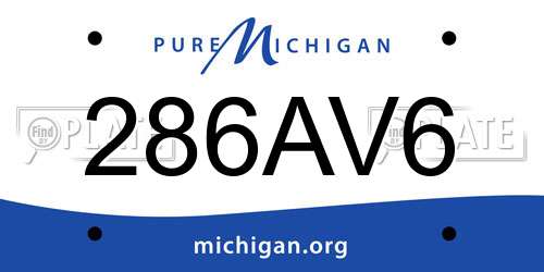 286AV6 Michigan License Plate