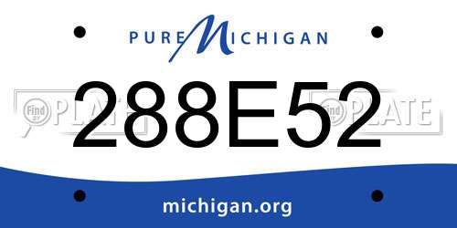 288E52 Michigan License Plate