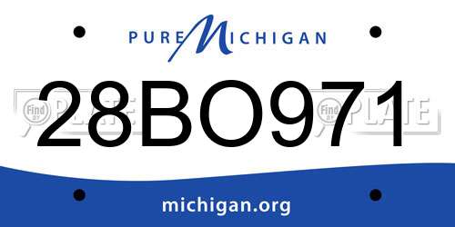 28BO971 Michigan License Plate
