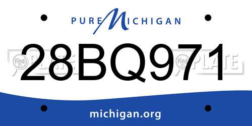 28BQ971 Michigan License Plate