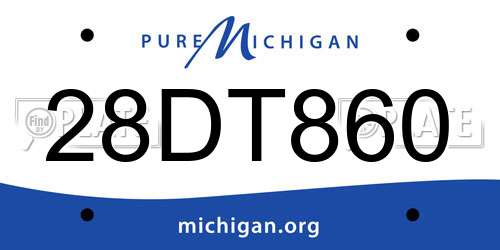 28DT860 Michigan License Plate