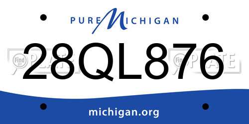 28QL876 Michigan License Plate