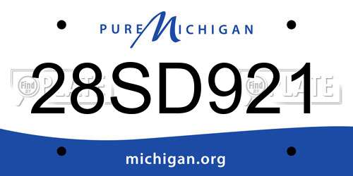 28SD921 Michigan License Plate