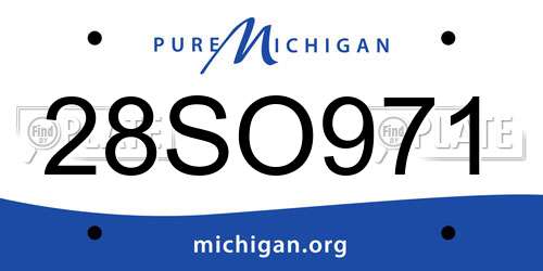 28SO971 Michigan License Plate