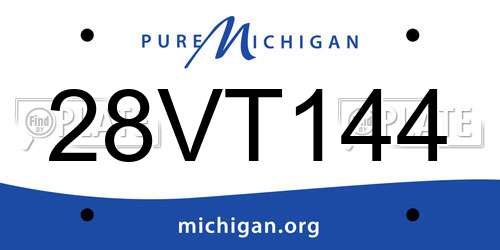 28VT144 Michigan License Plate