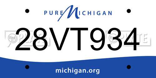 28VT934 Michigan License Plate
