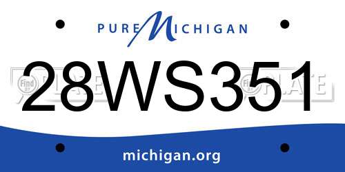 28WS351 Michigan License Plate