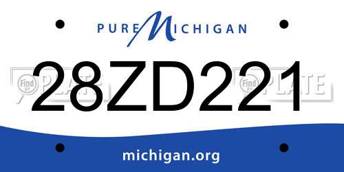 28ZD221 Michigan License Plate