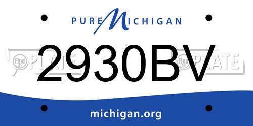 2930BV Michigan License Plate