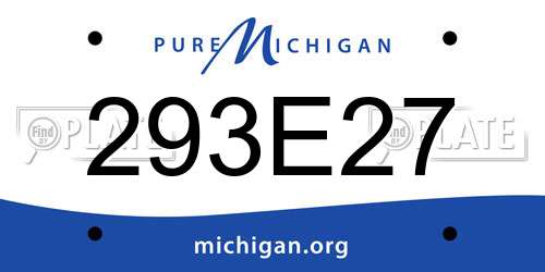 293E27 Michigan License Plate