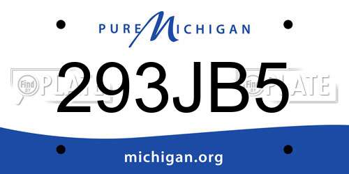 293JB5 Michigan License Plate