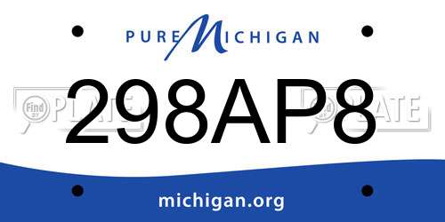 298AP8 Michigan License Plate
