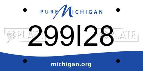 299I28 Michigan License Plate