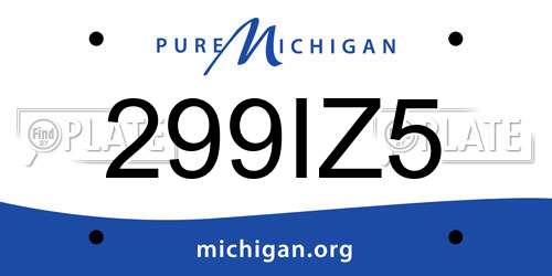 299IZ5 Michigan License Plate
