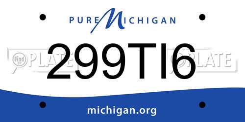 299TI6 Michigan License Plate