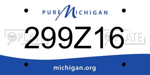 299Z16 Michigan License Plate