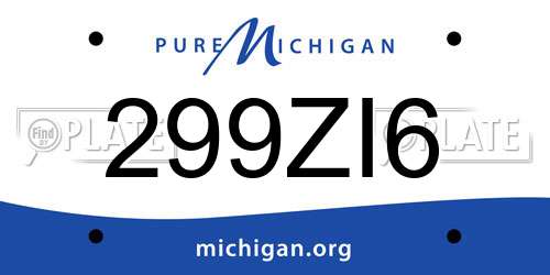 299ZI6 Michigan License Plate