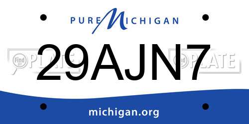 29AJN7 Michigan License Plate