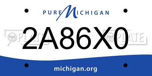 2A86X0 Michigan License Plate