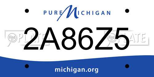 2A86Z5 Michigan License Plate