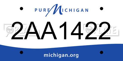 2AA1422 Michigan License Plate