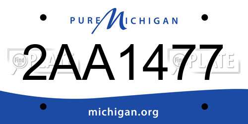 2AA1477 Michigan License Plate